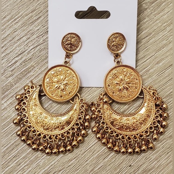 Traditional Mexican Lotus Dangle Earrings - Picture 1 of 2